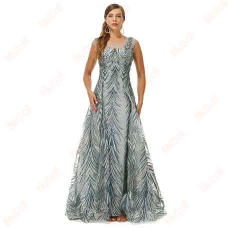 evening dress with leaf vein pattern